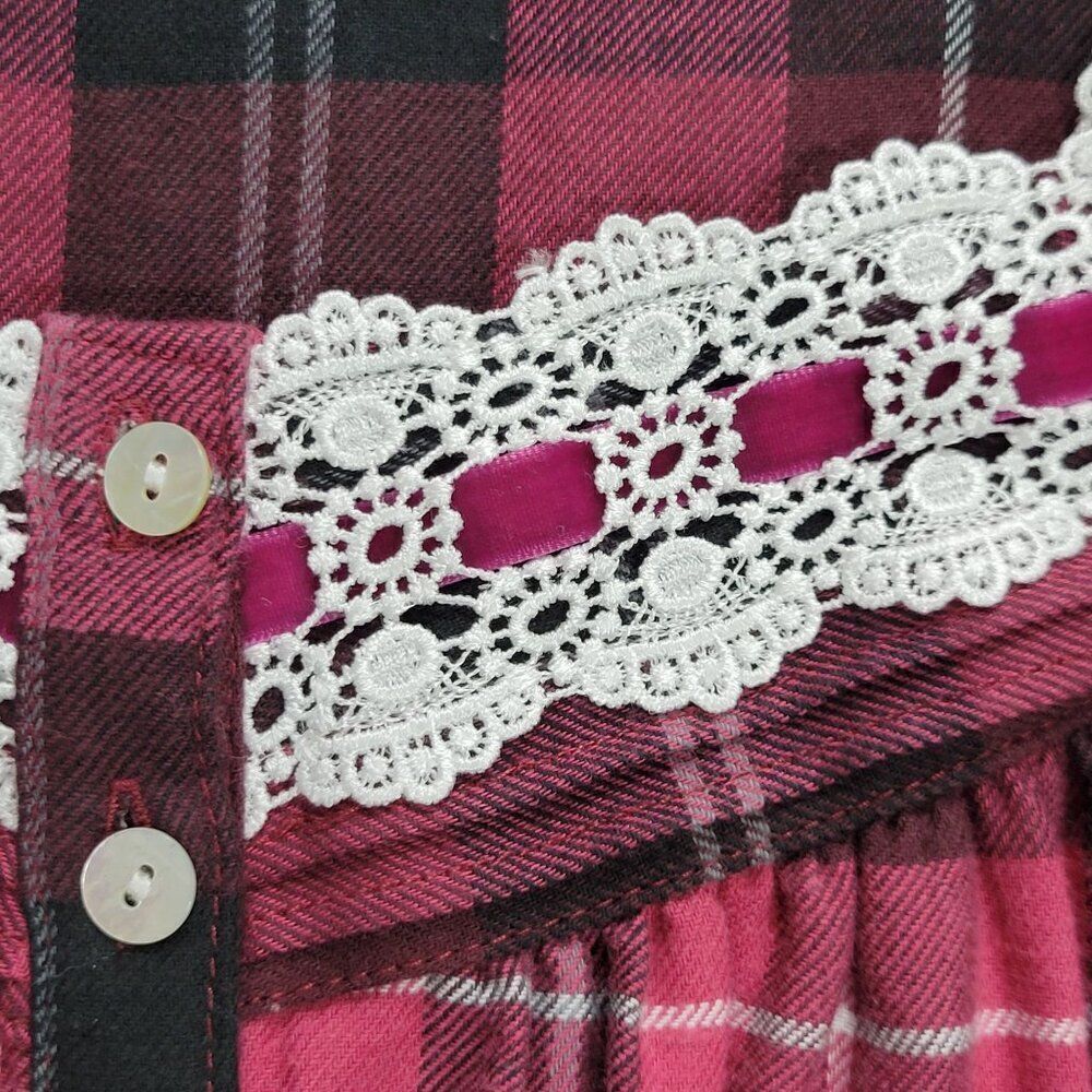 Eileen West Nightgown Womens Size XS Hollyberry Plaid Pajama Long Lace Cottage‎ - Picture 9 of 16